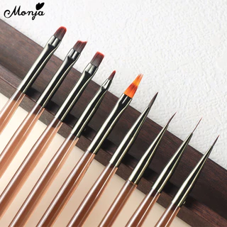 Monja เล็บแปรงชุด UV เจลเล็บ Liner French Gradient คริสตัลอะคริลิค ภาพวาดแปรงเล็บเครื่องมือ Drawing