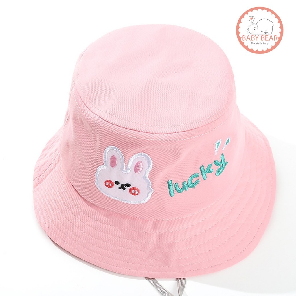 ใหม่ หมวกบักเก็ตเด็ก ลายกระต่ายสุดน่ารัก หมวกกันแดดเด็ก มีสายรัดคาง สำหรับเด็ก3-5ปี - รูปที่ 3