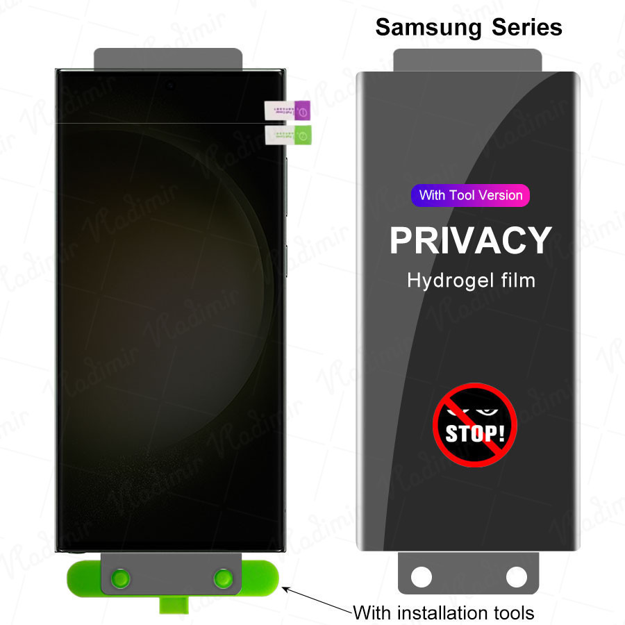 กาวเต ็ มรูปแบบบาง Anti-Spy ความเป ็ นส ่ วนตัว hydrogel ฟิล ์ มสําหรับ Samsung Galaxy S25 S24 S23 S22 S21 S20 S10 Ultra Plus FE A56 A36 A26 A16 A06 A05 A55 A35 A22 A14 A24 A34 A54 A13 A23 A52 A72 A73 ป ้ องกันหน ้ าจอไม ่ มีกระจกนิรภัย