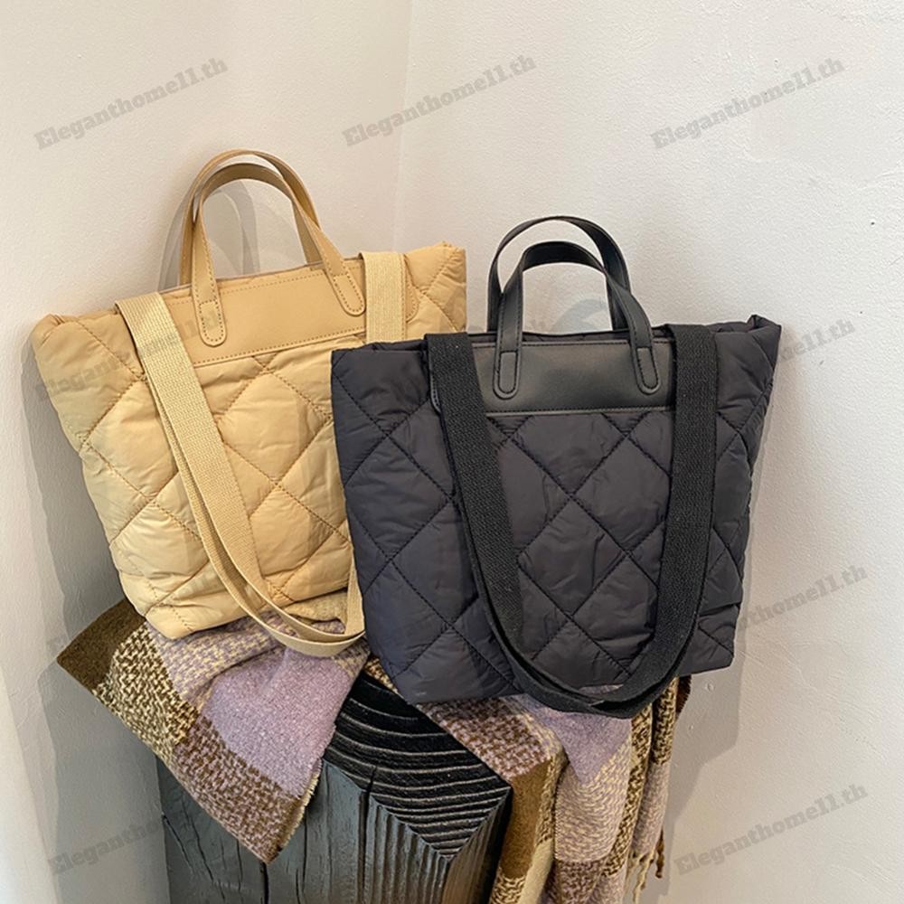 ผู้หญิงไนลอนปักเป้า Tote กระเป๋ากระเป๋าสะพายผ้านวมพร้อมกระเป๋าด้านในกระเป๋าถือสีทึบ Satchel กระเป๋าสําหรับทํางานท่องเที่ยว - รูปที่ 2