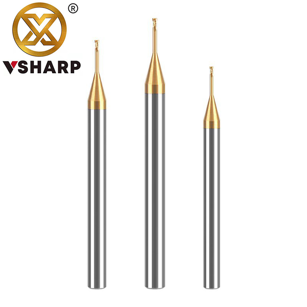HRC55 ยาวคอ Micro 2 ขลุ่ยแบน End Mill Deep Groove Square ทังสเตนคาร์ไบด์เครื่องตัดมิลลิ่งเหล็กพร้อมเ