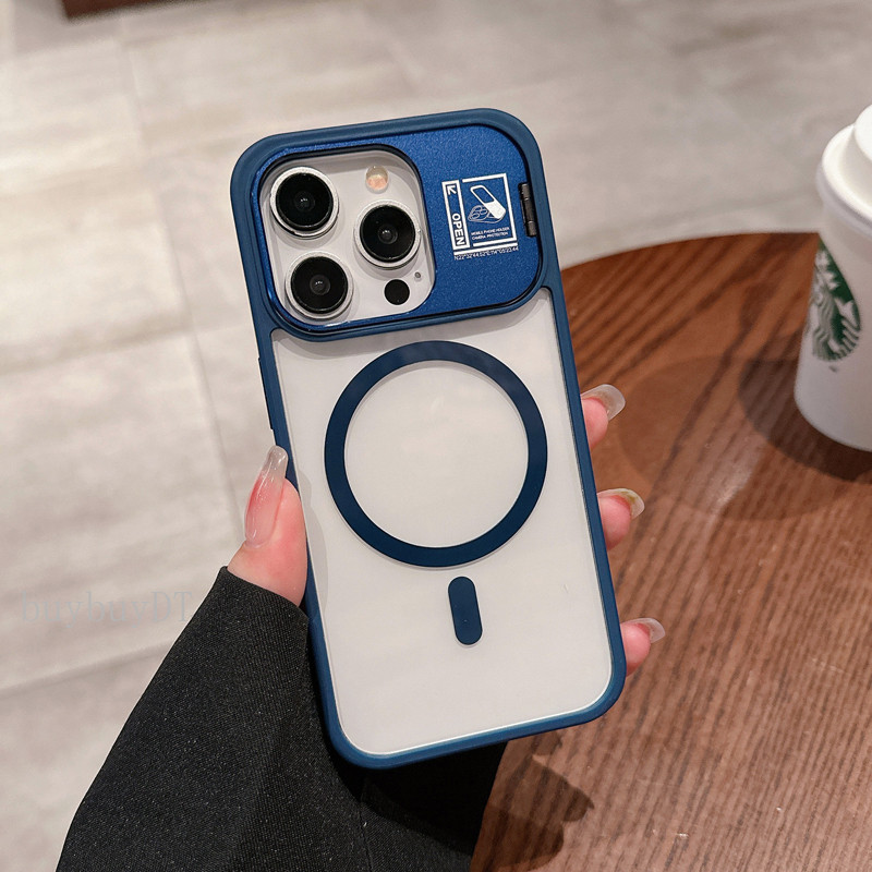 ที่วางเลนส์พับเคสโทรศัพท์แม่เหล็กเหมาะสําหรับ ไอโฟน 11 12 13 14 15 16 มือโปร สูงสุด14 15 16 บวก กันกระแทกกรณีป้อง