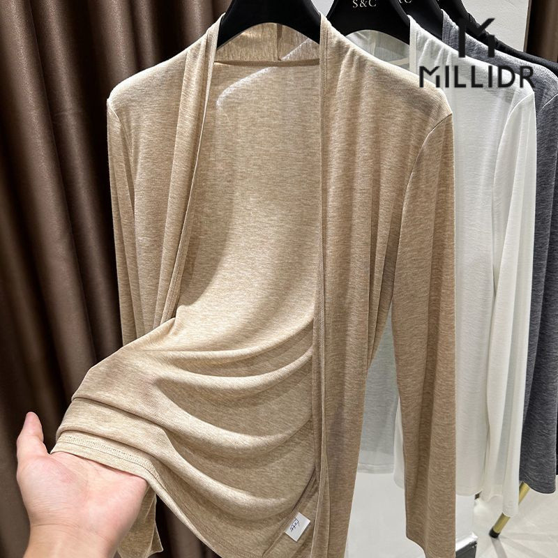 เสื้อคลุมกันแดดแขนยาวแบบบางผ้าไอซ์ซิลั่นสำหรับผู้หญิงเสื้อคาร์ดิแกนถักสำหรับฤดูใบไม้ผลิและฤดูร้อน