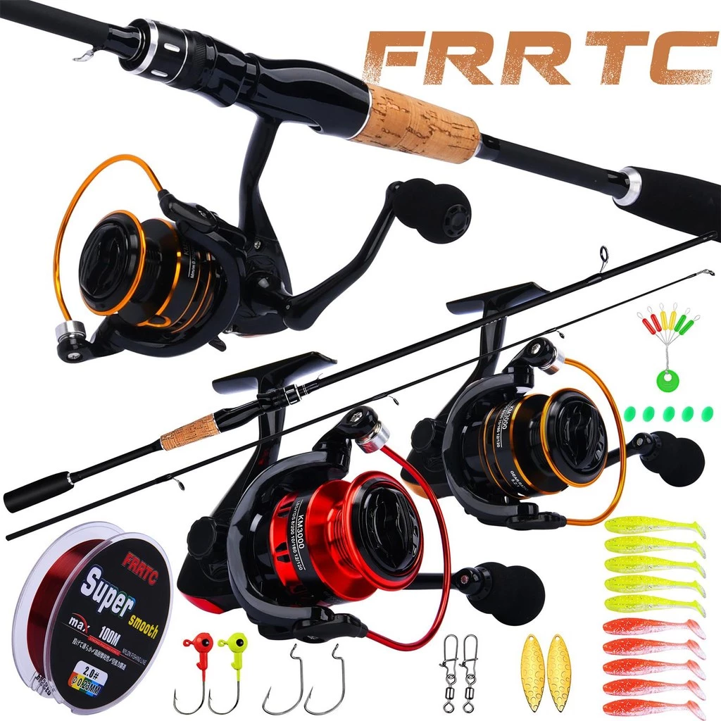 FRRTC ชุดคันเบ็ดและรอกคันเบ็ดสปินนิ่ง M Power 2 ส่วนและรอก 3000 ขนาด 5.2:1ชุดเหยื่อตกปลา