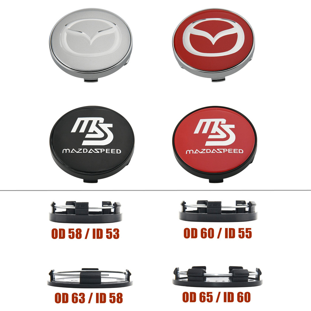 4ตัว 58มม ฝาครอบล้อ มาสด้า  ฝาปิดดุมล้อ 60มม ฝาครอบดุมล้อ mazda 63มม ฝาดุมล้อ 65มม