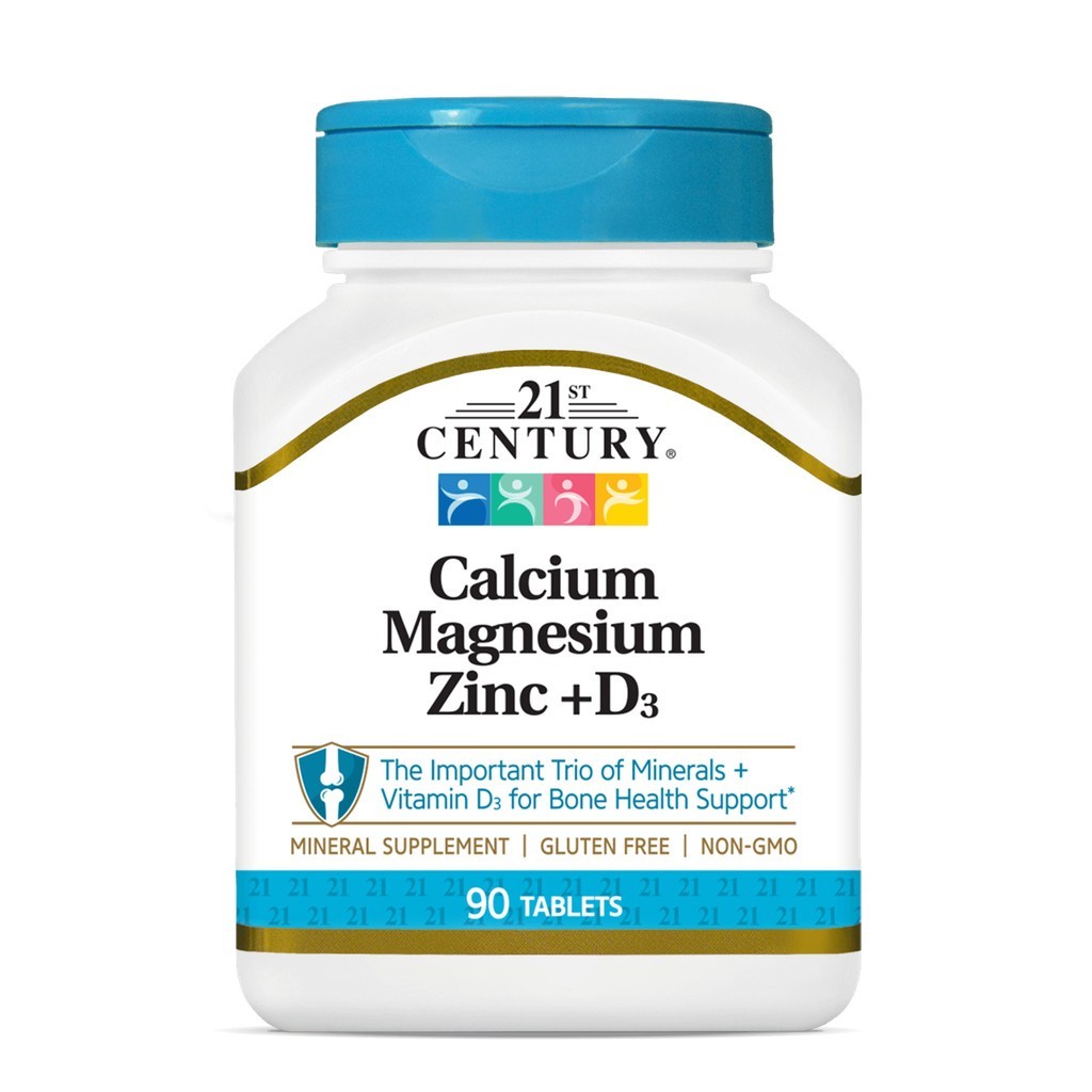 21st Century Calcium Magnesium Zinc + D3 (90/250Tablets) แคลเซียม แมกนีเซียม สังกะสี วิตามินดี