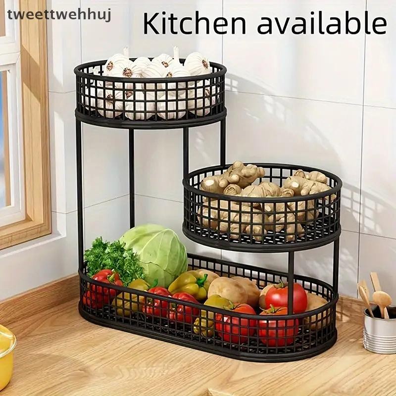 Tw เคาน์เตอร์ตะกร้าผลไม้โลหะตะกร้าเก็บลวด, เคาน์เตอร์ถาดเสิร์ฟ Space Saver เสิร์ฟขาตั้งผักชั้นเก็บ huj