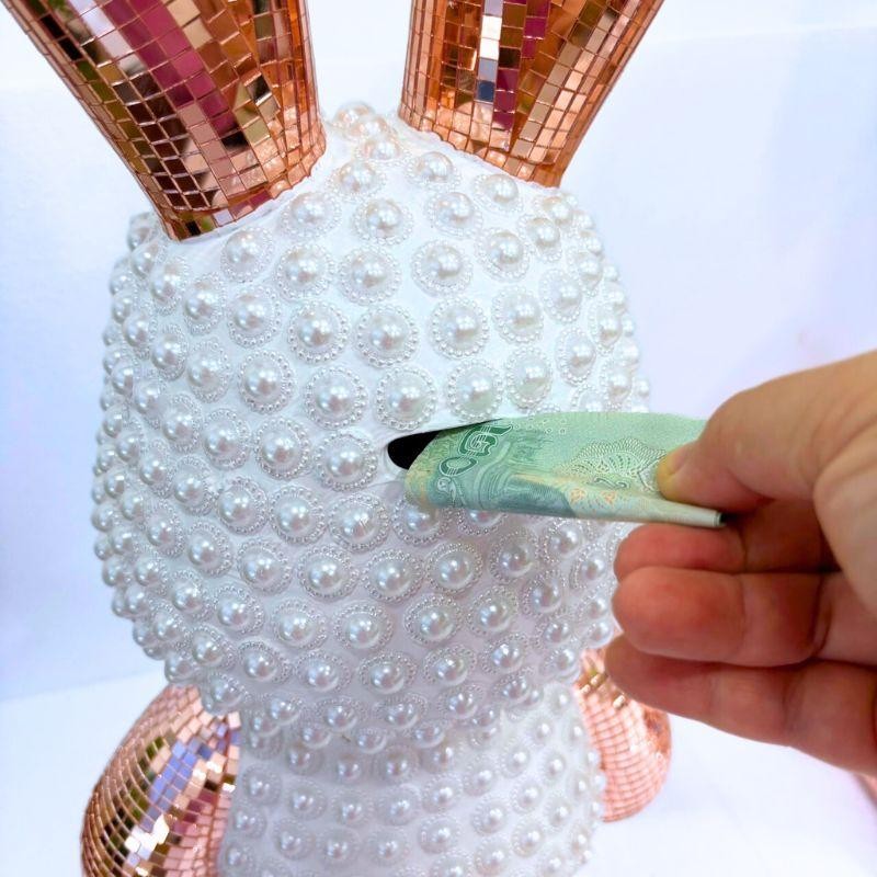 กระปุกออมสิน กระต่ายไข่มุกดิสโก้ สีโรสโกลด์ ขนาด 50/80cm. ตกแต่งบ้านตั้งโชว์ ห้องรับแขก ห้องทำงาน - รูปที่ 5