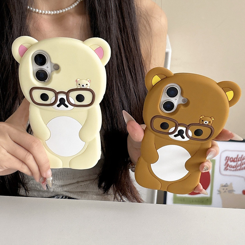 ซิลิโคนDropproof Soft Case Eye Easy Bear IphoneสําหรับIPhone 16 ProMax 15ProMax 15Plus 13 12 11 14ProMax XS Max 7/8plusกรณี