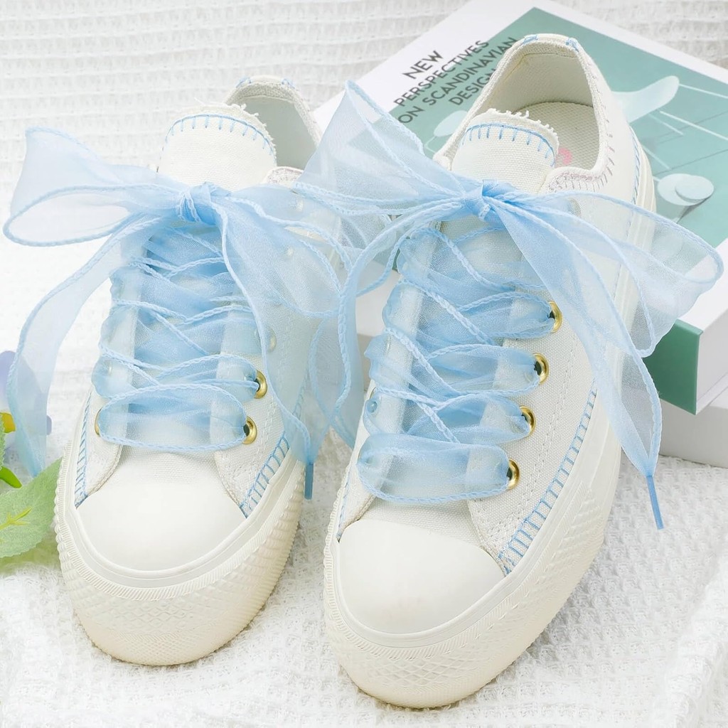 1 คู่แบน Sheer รองเท้า Laces กว้าง 4 ซม.แฟชั่นเส้นด้ายหิมะ Shoelaces ลูกไม้แฟนซี Shoelace สําหรับผู้หญิงสาวรองเท้าอุปกรณ์เสริม - รูปที่ 6