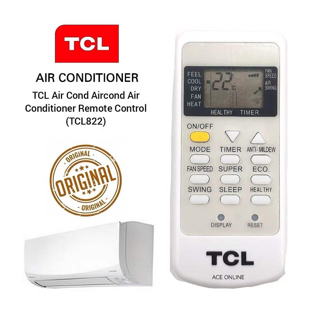 รีโมทคอนโทรลเครื่องปรับอากาศ TCL Air Cond Aircond ดั้งเดิม (TCL822)