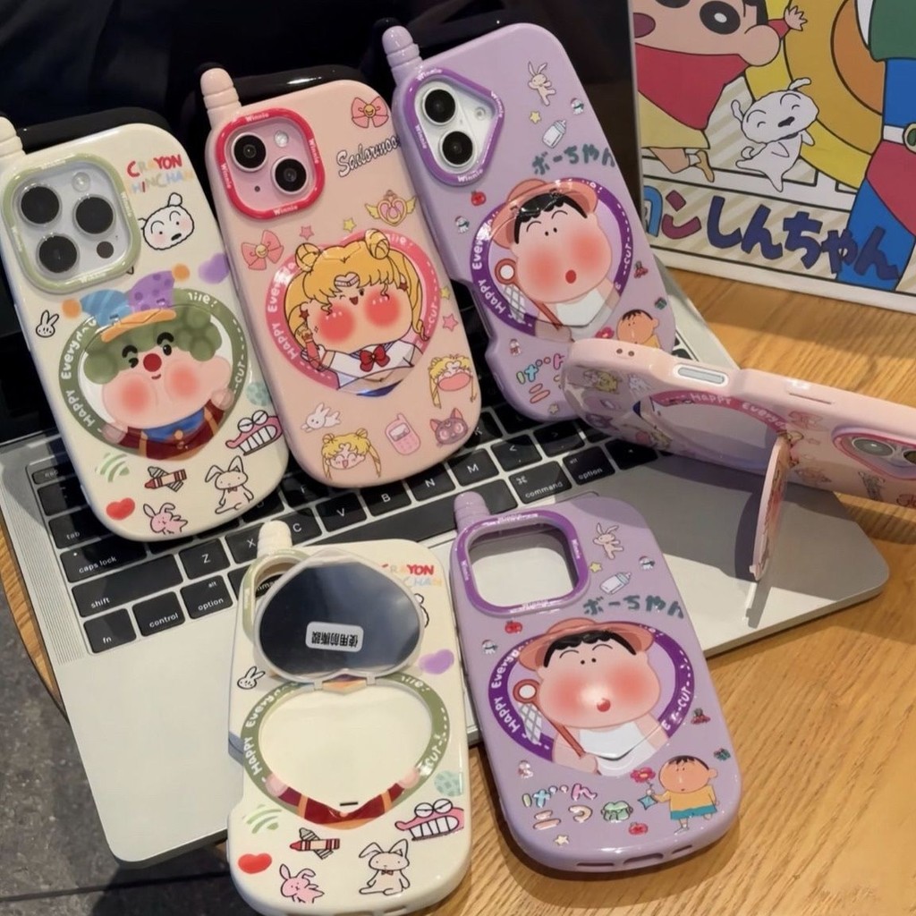 สไตล์ใหม่อะนิเมะพี่ใหญ่เคสโทรศัพท์เหมาะสําหรับ ไอโฟน16โปรแม็กซ์ ที่ยึดกระจก แอปเปิล 15 เคสป้องกัน 14