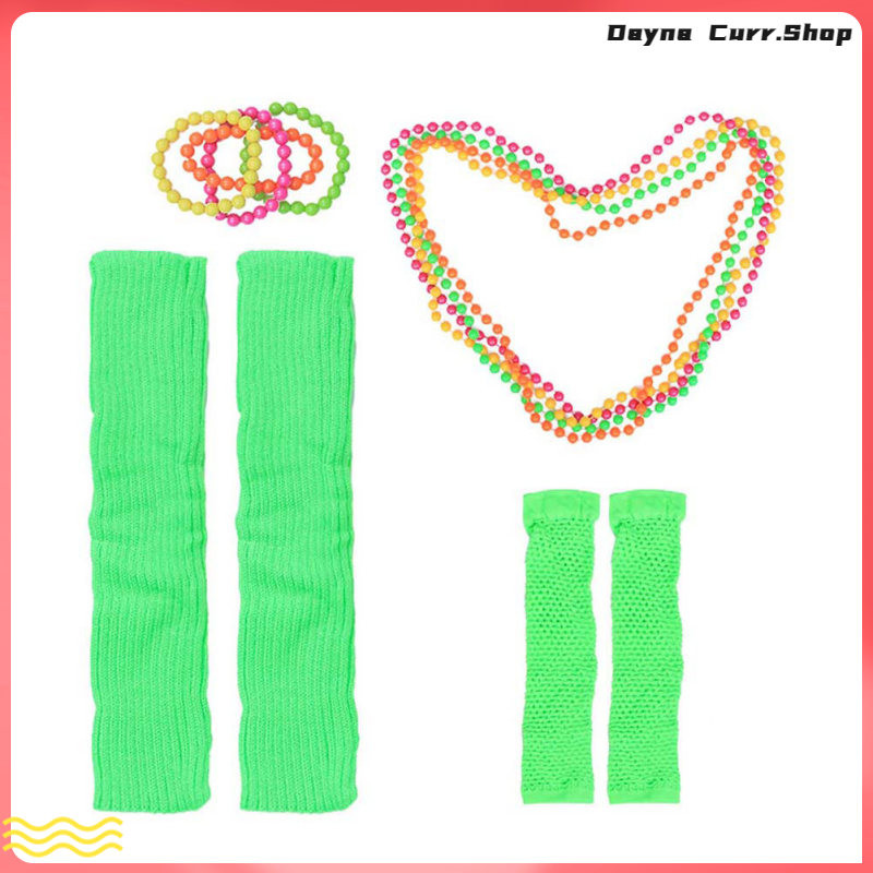 80 Fishnets สร้อยคอลูกปัดนีออน 80s Party Dress Accessories nduni