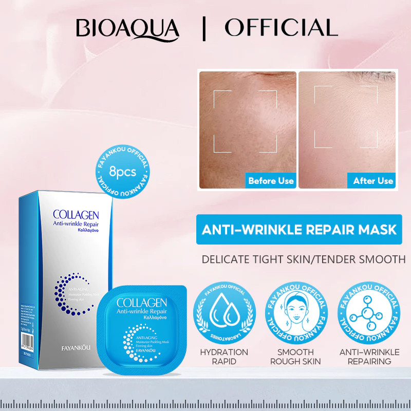 BIOAOUA คอลลาเจน มาสก์ ซ่อมแซม ต่อต้านริ้วรอย ผิวแห้ง Collagen Anti-Wrinkle Repairing Moisturizing M