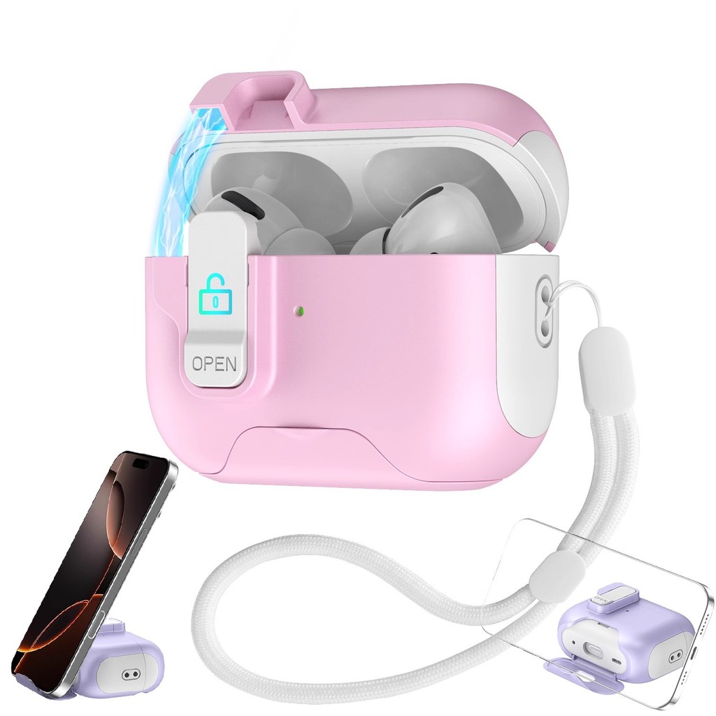 MANGO กรณีปลอกสําหรับ AirPods 1 2 3 4 Pro 3 2 กรณีปลอก Gen 2 3 4 2nd 3rd 4th Gen2 Gen3 Gen4 ปลอดภัยล็อคโทรศัพท์วงเล็บ Lanyard แม่เหล็กอัตโนมัติ Pop-up สีคู่