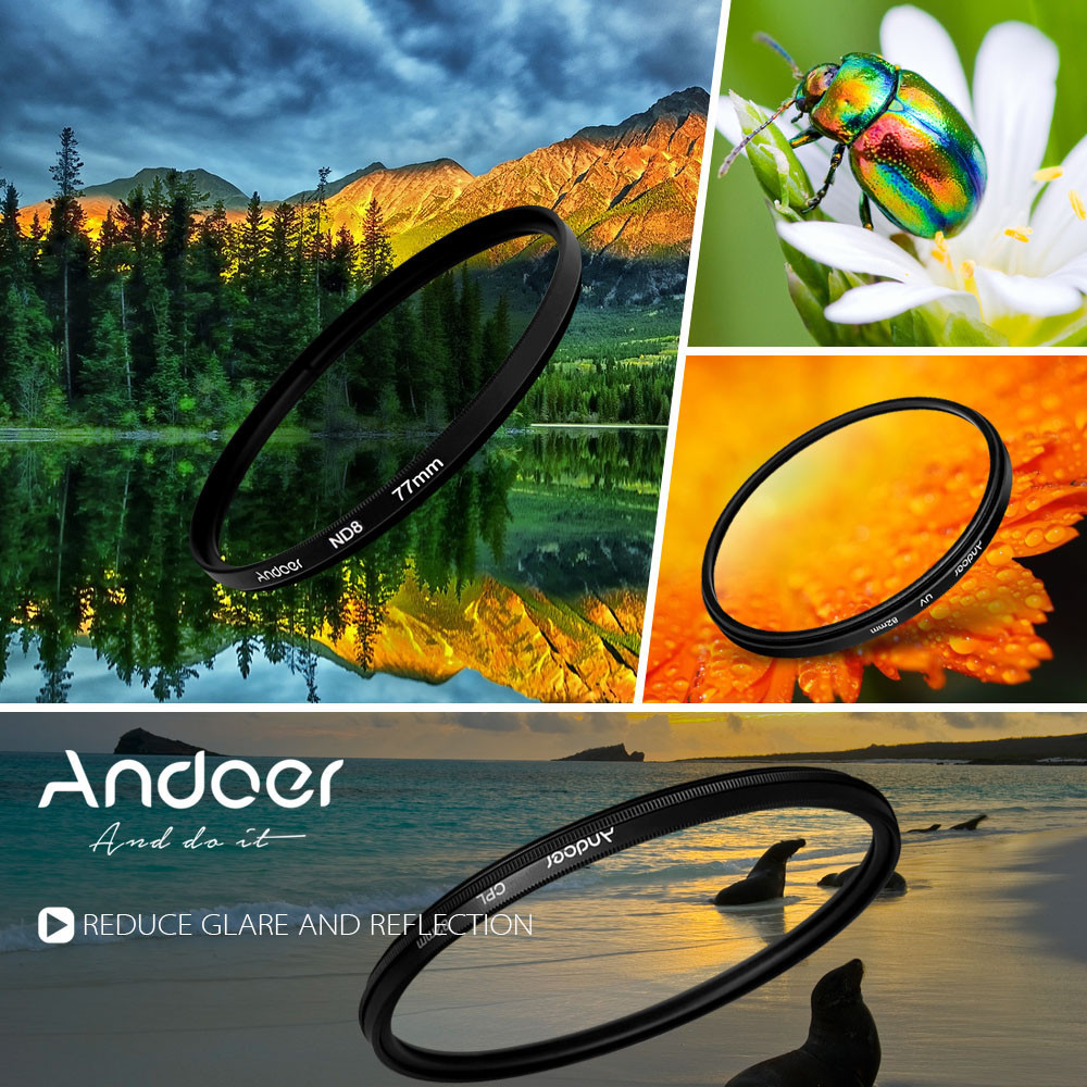 Andoer 52 มม.UV + CPL + ND8 Circular Filter Kit Circular Polarizer Filter ND8 Neutral Density Filter