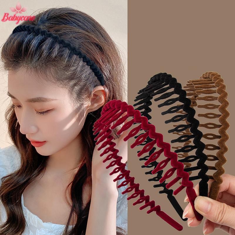 BYCE>Matte Wave Simple Flockingผมวงผู้หญิงกํามะหยี่Face-ซักผ้าHeaddressฟันAnti-SLIPผมHoop Headwearสาวของขวัญใหม่