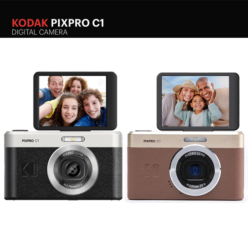 Kodak PIXPRO C1 กล้องดิจิตอลขนาดกะทัดรัด 13MP Sensor 1080p 180° LCD แบบเอียงสําหรับเซลฟี่