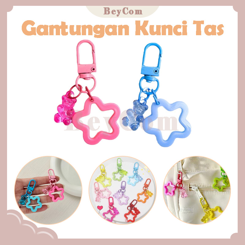 GANTUNGAN Gummy Bear Star Bag พวงกุญแจ/พวงกุญแจหมีน่ารัก