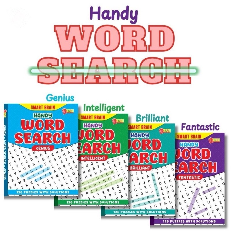หนังสือค้นหาคํา (ขนาด A6) Handy Word Search Smart Brain Busy Book 126 ปริศนาพร้อมน้ํายาเหมาะสําหรับเ