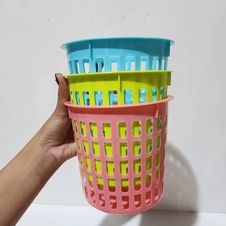(ยกโหล12ชิ้น) ตะกร้าพลาสติก ตะกร้ากลม ตะกร้าทรงสูง ขนาด 13*12 cm