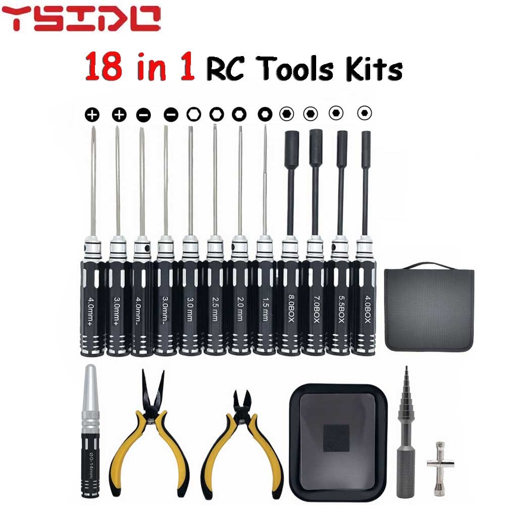 RC เครื่องมือชุด 18 in 1 ไขควงคีม Hex แขนซ็อกเก็ต Spanner ซ่อมกล่องชุดสําหรับซ่อม RC เครื่องบิน Rc รถรุ่นของเล่น