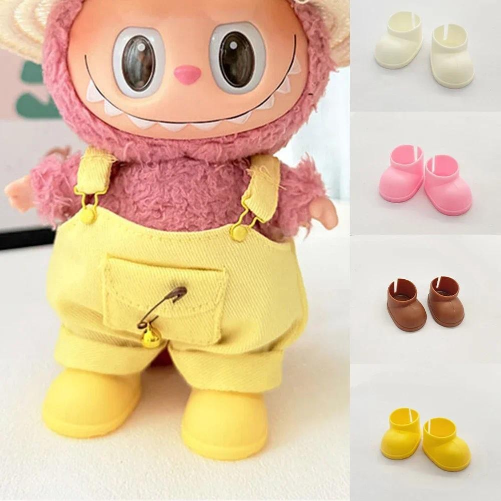 สําหรับ labubu 17 ซม.ตุ๊กตาผ้าฝ้ายรองเท้า (เฉพาะรองเท้า) ของเล่นพลาสติกสีสันสั้นรองเท้ากันฝนตุ๊กตาอุปกรณ์เสริมสําหรับ labu ชุด