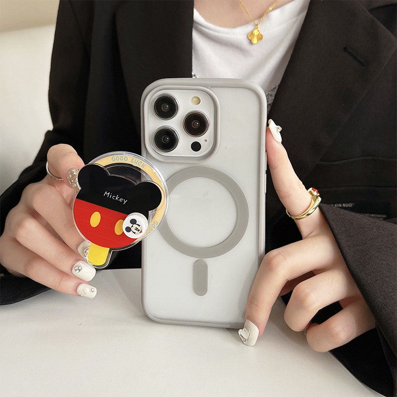 น่ารักการ์ตูนแร็กเก็ตรอบแม่เหล็กที่วางโทรศัพท์สําหรับ IPhone 16 15 14 13 12 Pro Max 14 Plus พับ Pop แหวน Grip ยืดโต๊ะขาตั้ง P1