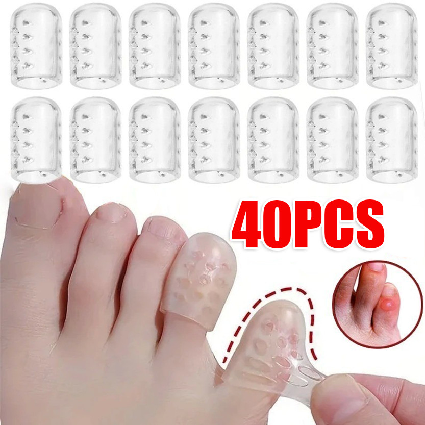 10/20/40ชิ้น ความยืดหยุ่นซิลิโคนนิ้วเท้าครอบคลุม/ระบายอากาศป้องกันแรงเสียดทานนิ้วเท้าครอบคลุม/โปร่งใสป้องกันตุ่มนิ้วหลอด - รูปที่ 3