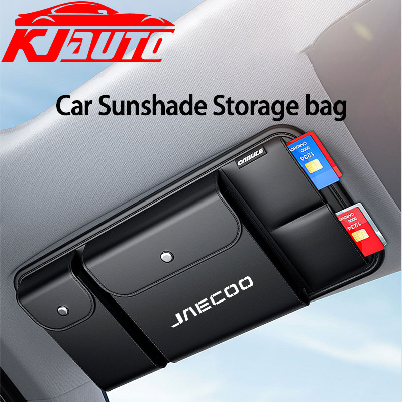 หรูหรา jaecoo รถ Sun Visor Organizer PU Leahter Multi-Pocket Auto Storage กระเป๋าแว่นตากล่องคลิปการ์ดสําหรับ Chery jaecoo J7 J8 PHEV อุปกรณ์ตกแต่งภายใน