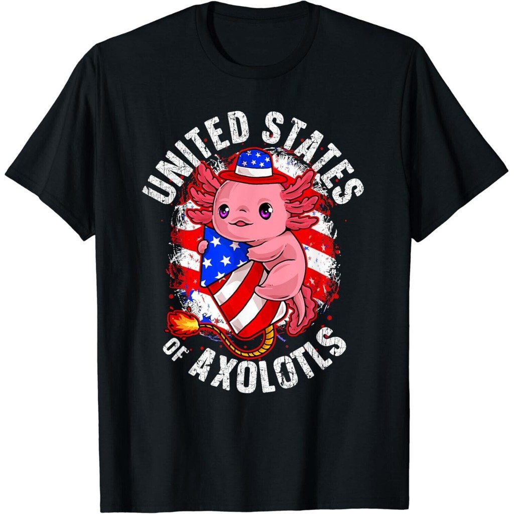 4Th Of July Patriotic Axolotl Usa United States Of Axolotls เสื้อยืด