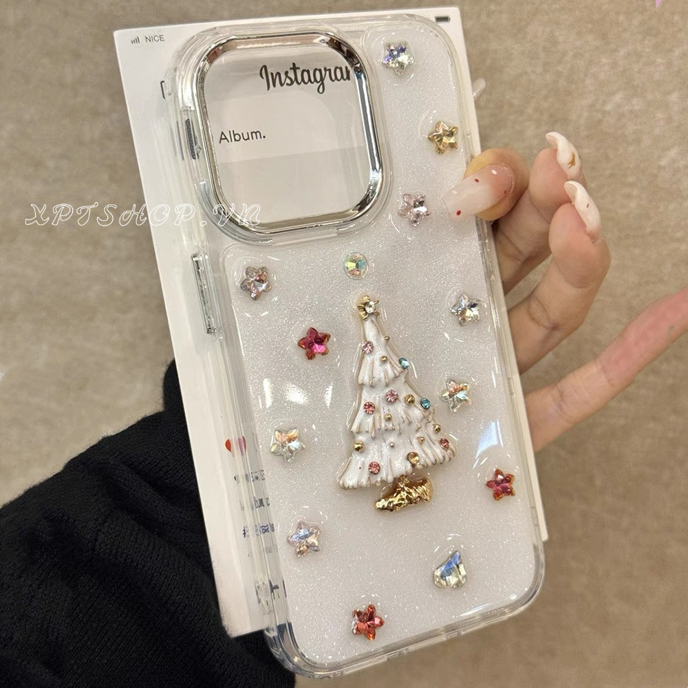 สีสัน Star Christmas Tree เรซิ่นเคสโทรศัพท์สําหรับ iPhone 16 Pro Max 16 Plus 15 Pro Max 14 15 13 12 Pro Max 11 กันกระแทกป้องกันปลอก