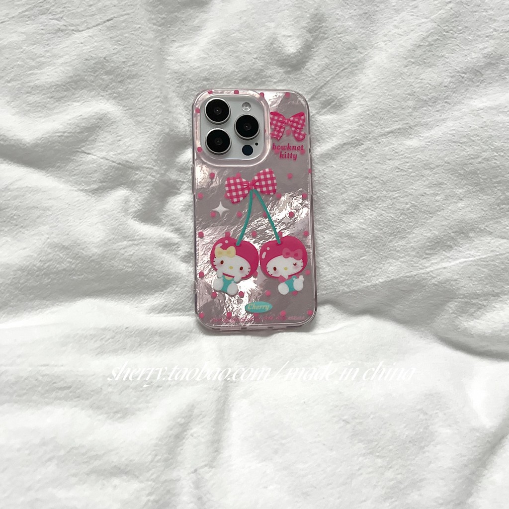 Cute Cherry Hello Kitty iPhone 16 16pro 16promax 11 13 14 Plus 15 Pro Max XR 12 13 Pro X 14 Plus