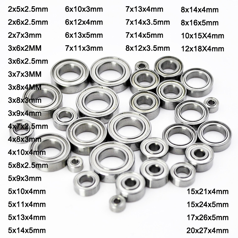 ตลับลูกปืนขนาดเล็ก 4 ชิ้น 3x6x2.5 4x7x2.5 4x8x3 5x8x2.5 5x10x4 5x11x4 6x12x4 8x12x3.5 10x15x4 ชุดแบริ่งรถ RC