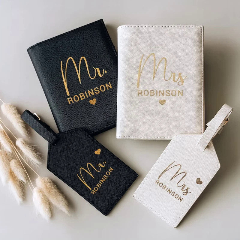 Personalised Passport Holder Custom Mr & Mrs Bridal Party Gifts Boutique Travel Set Luggage Tag Hone