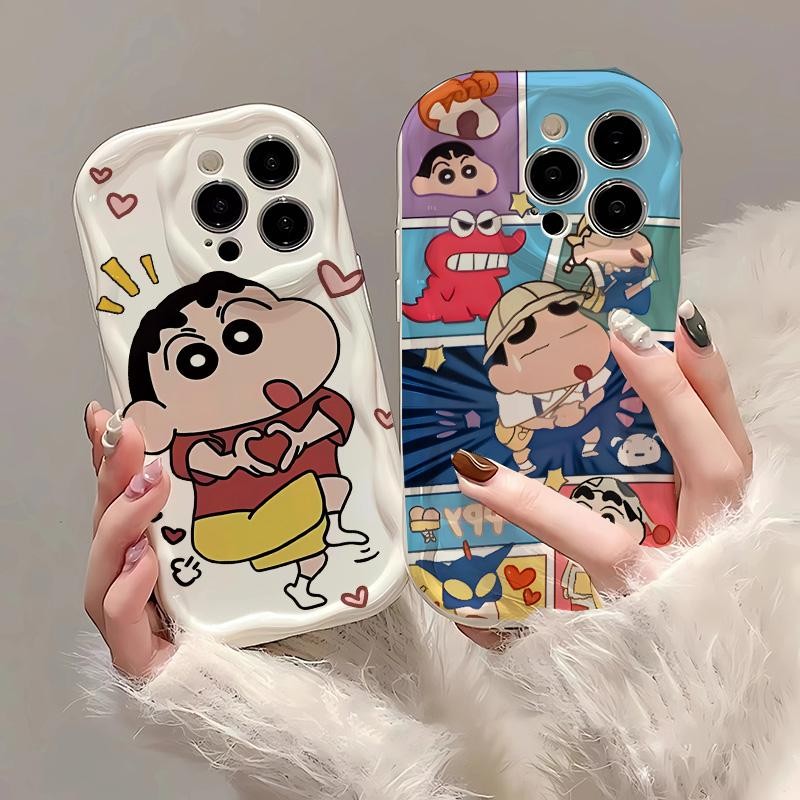 ปลอกสําหรับ Huawei Honor 90 Lite P30 Mate 30 40 Pro P40 Nova 9 SE 10 SE 11 5T 7 Pro กรณีตลกดินสอสี Shin-chans น่ารักครีมขอบหยักกล้องป้องกันนุ่ม