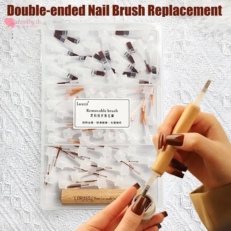 Renbg 40/60 ชิ้นแปรงทาเล็บ Double Head ปากกาสามารถเปลี่ยนหัวแปรงเล็บแปรง Liquid Applicators เล็บเครื่องมือ TH