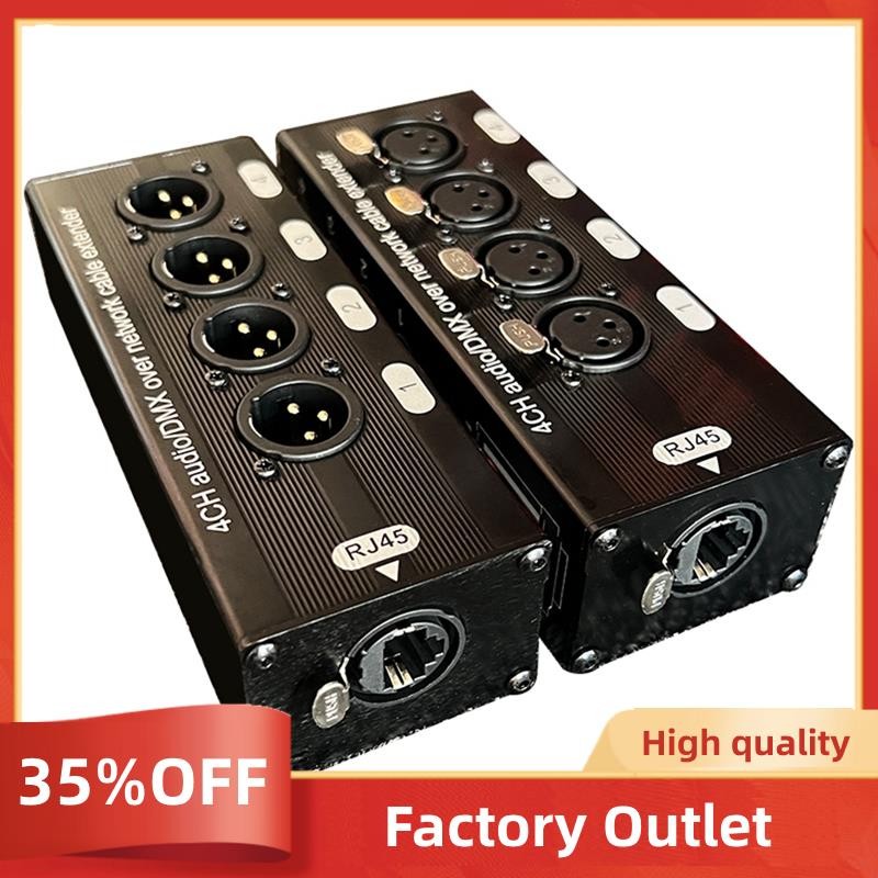 2pcs 4-Channel 3-Pin XLR เสียงและ DMX กว่าสายเคเบิลเครือข่าย Extender DMX512 สัญญาณเครือข่าย Extender 1 ชาย + 1 หญิงสีดําคุณภาพสูง