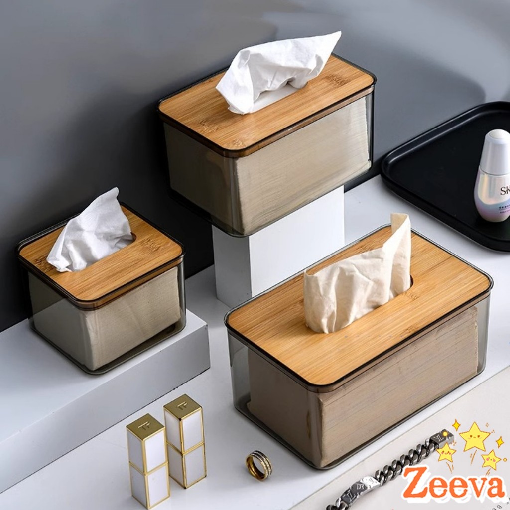 ZEEVA กล่องใส่ทิชชู่แบบใส เก็บทิชชู่ กล่องกระดาษทิชชู่แบบถอดได้ tissue box
