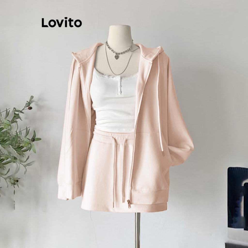 Lovito ชุดกระโปรงหูรูดแบบสบาย ๆ สำหรับผู้หญิง LNL72159