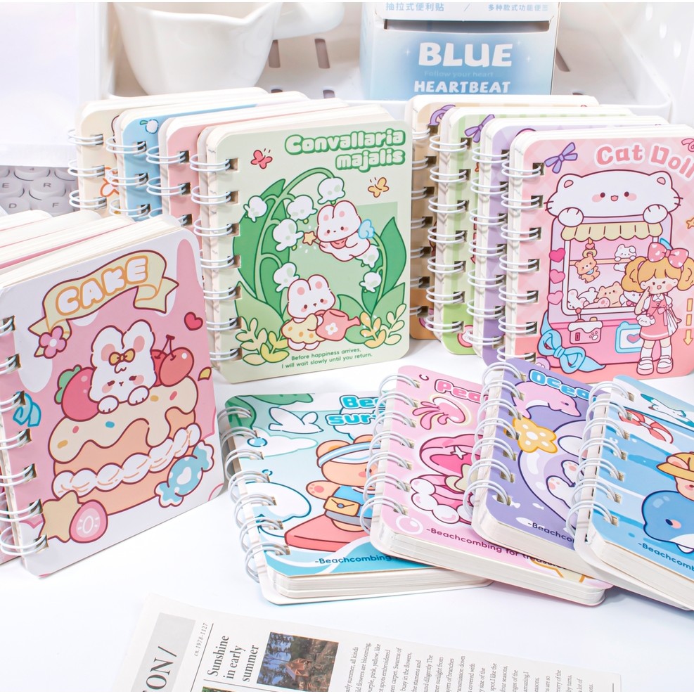-SS- MINI BOOK A7 CARTOON MOTIF / CUTE RING NOTEBOOK / A7 RING BOOK / MINI RING NOTEBOOK