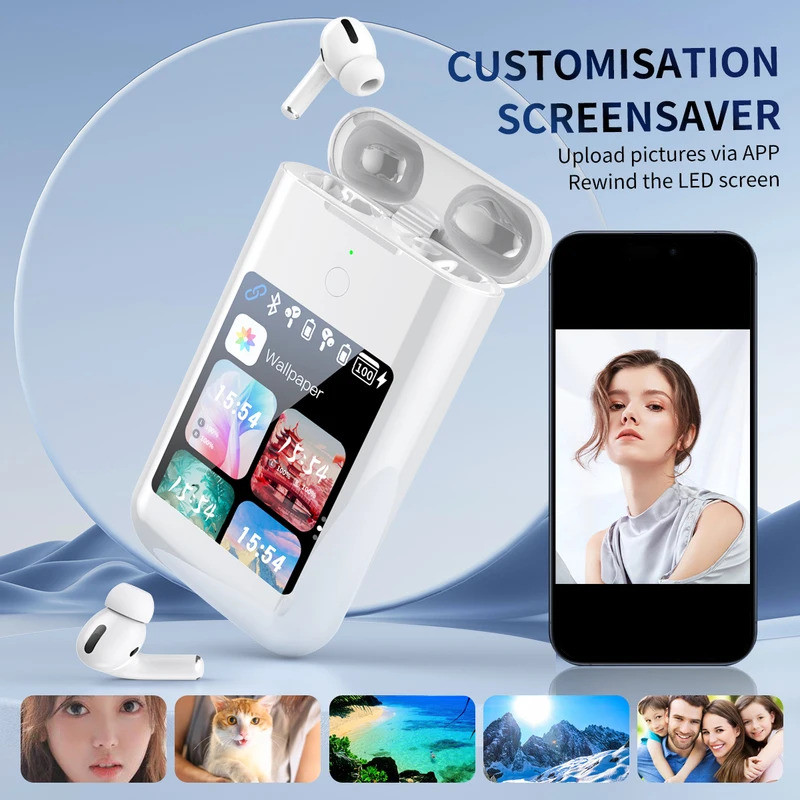 ใหม่ A98 กล่อง TWS 2.8 นิ้ว HD หน้าจอสัมผัส 8000mah power bank หูฟัง ANC & ENC ลดเสียงรบกวนหูฟังไร้สาย