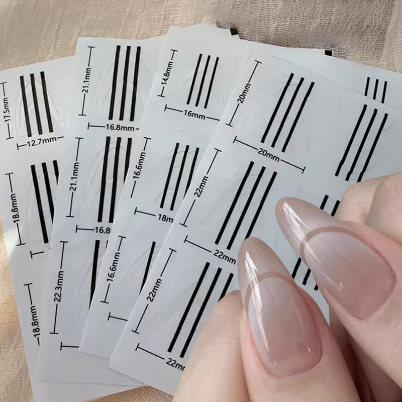 Ur SUGAR French Nails สติกเกอร์แม่แบบเล็บขอบแถบ Wave Design เล็บสไตล์ฝรั่งเศสเสริม DIY Tip เครื่องมือรูปลอกอุปกรณ์เสริม