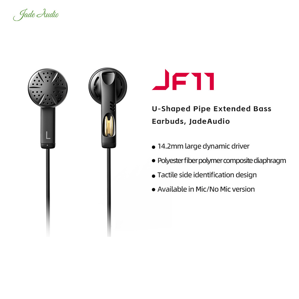 Fiio JadeAudio JF11 U-รูปHIFIเกมเอียร์บัด 14.2 มม.แบบไดนามิกชุดหูฟังแบบมีสายเบสเพลงกีฬาหูฟังพร้อมไมโ