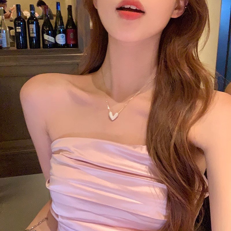 น่ารักหัวใจสีขาวจี้เค้นคอสร้อยคอกระดูกไหปลาร้าของขวัญวันเกิดสําหรับผู้หญิง