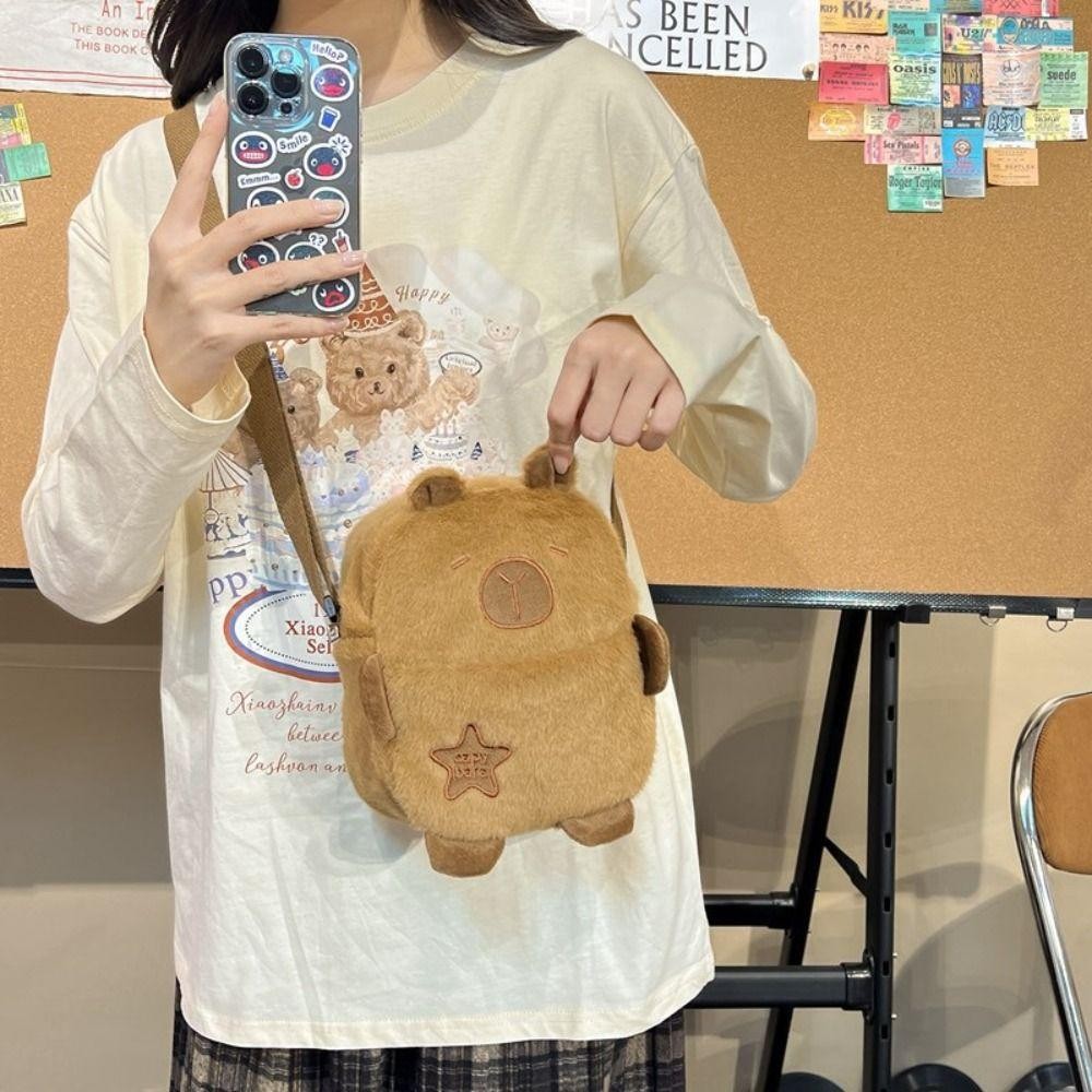 Uumir กระเป๋าสะพายไหล่,กระเป๋าโทรศัพท์ Crossbody ความจุขนาดใหญ่ตุ๊กตา,พร้อมสายรัดปรับได้การ์ตูน Capybara กระเป๋าคาดหน้าอกซิป