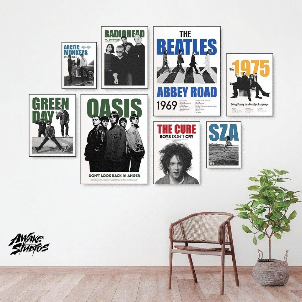 Aesthetic Music Poster - Oasis, Greenday, The Beatles, 1975