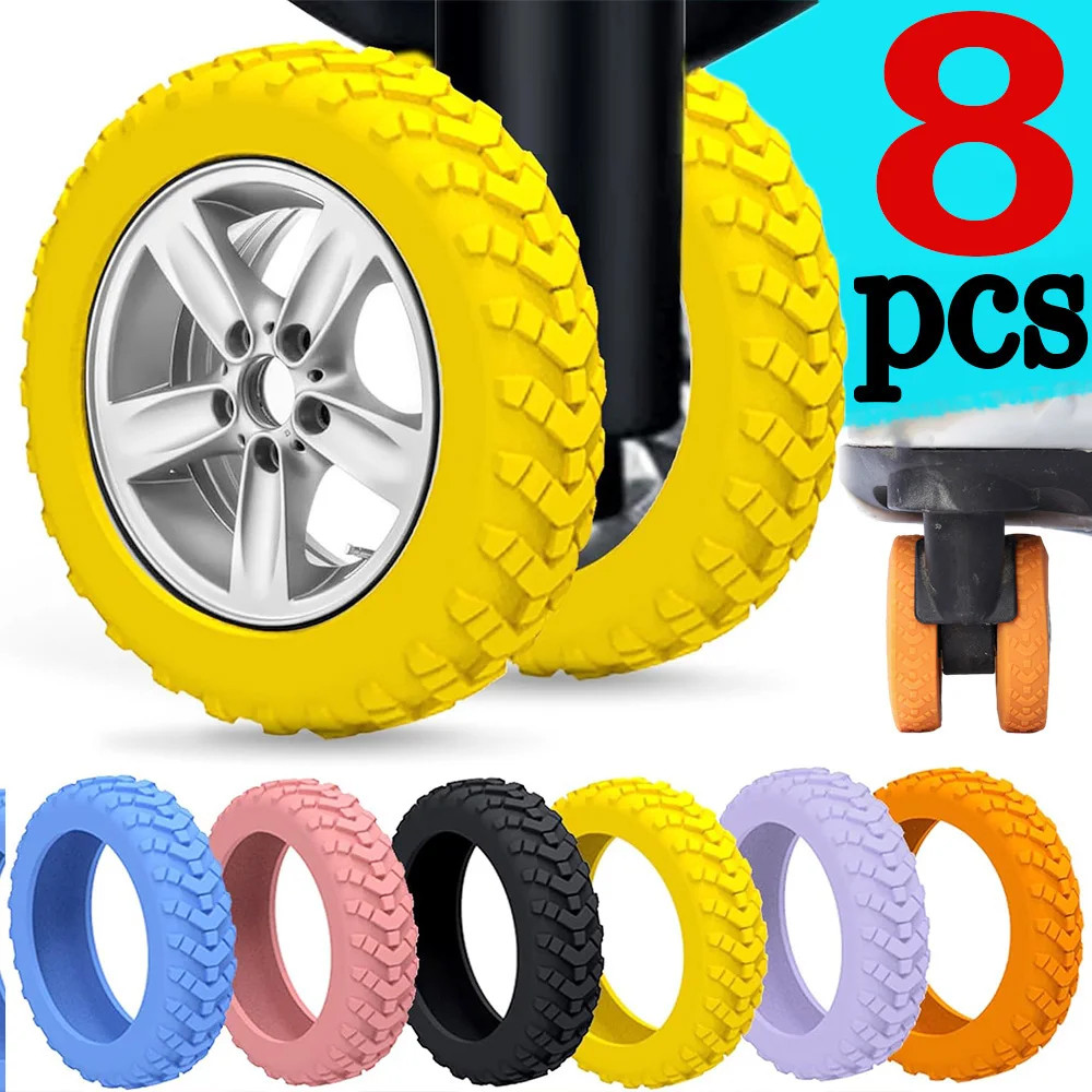 ตัวป้องกันล้อกระเป๋าเดินทางแบบหนา-กระเป๋าเดินทางซิลิโคนล้อเลื่อน-รถเข็นกรณีเงียบแขน