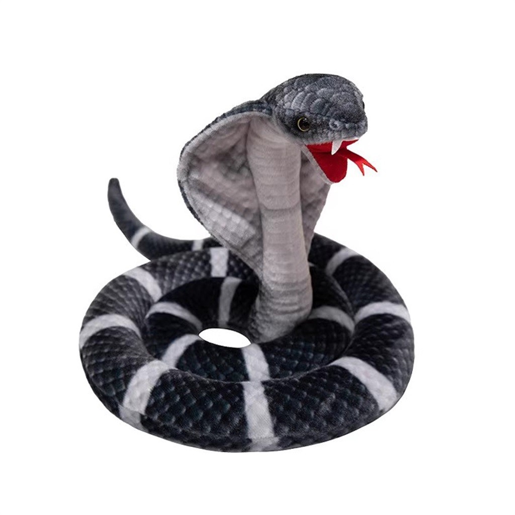 สมจริง Cobra งูตุ๊กตาสัตว์,63 นิ้ว Python ของเล่นตุ๊กตายักษ์ยาวตุ๊กตาสัตว์งู Plushie ของขวัญสําหรับเด็กคริสต์มาส,สัตว์ป่า Party Decor