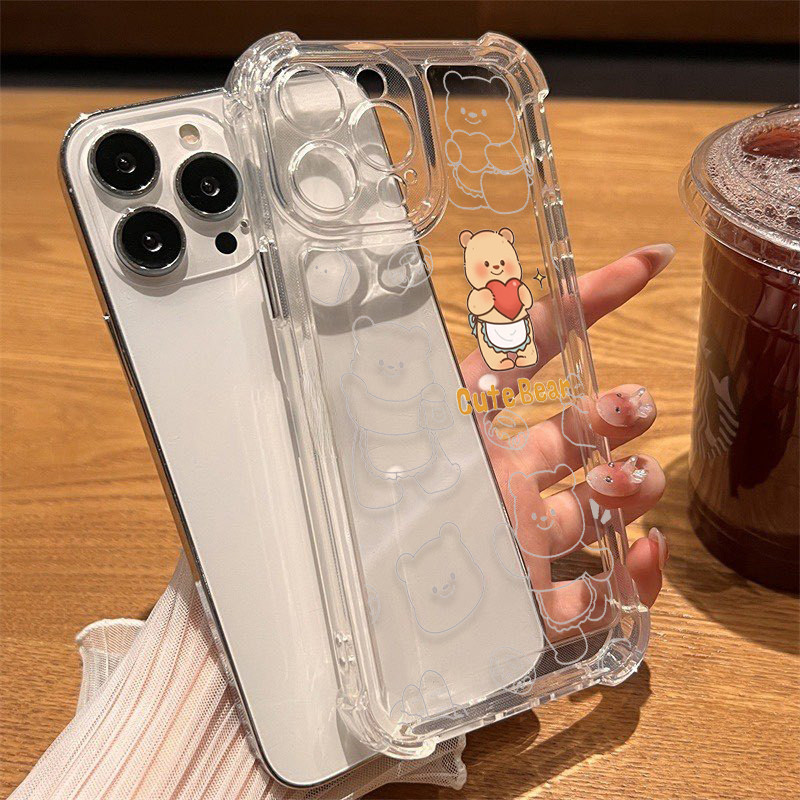 MAX เคสโทรศัพท์มือถือแบบใส กันกระแทก ภาพประกอบของหมีน้อยfor 7 Plus X/XR 11/13/12/14/15 Plus เคสโทรศัพท์